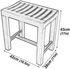 Waterproof Bathroom Stool for Elderly Bath Chair Wood Shower Bench Adult Non-Slip Wooden Shower seat Bathtub Spa Change Shoes Stool, 42×28×43cm