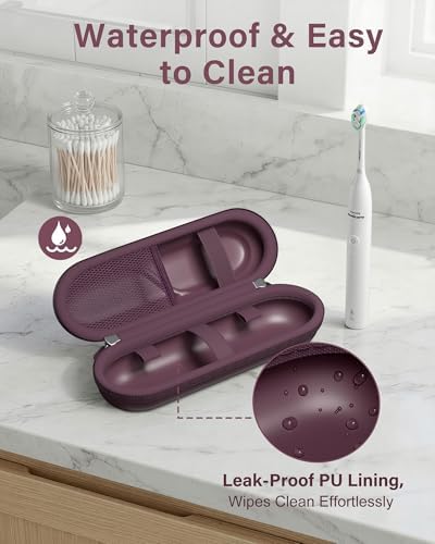 ProCase Toothbrush Travel Case for Oral-B/Oral-B Pro 1000 1500 5000 7000 7500 6000 9600/Philips Sonicare 4100 5100 1100 6100 5300 Oral-B iO Electric Toothbrush Portable Hard Container -Plum