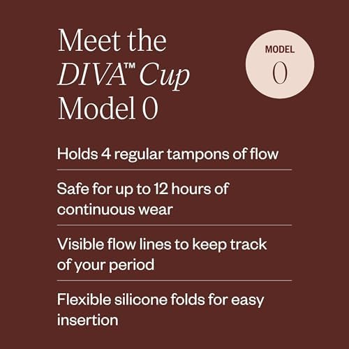 DIVA Cup - Medical Grade Silicone Cup for Period Care - Reusable Menstrual Cup - Up to 12 Hours of Continuous Wear - Model 0 (for Slim Vaginal Canals & First-Time Users)
