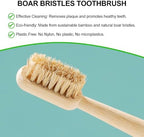 4 Pack Boar Bristle Bamboo Toothbrush, Premium Natural Toothbrushes for Adult, Plastic & Nylon Free, Biodegradable Organic Wooden Tooth Brushes
