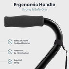 PELEGON Quad Cane (300LB) - Adjustable Walking Cane with A Large 4 Pronged Base for Extra Balance & Stability, Walking Canes for Seniors, Walking Cane for Men & Women, Walking Sticks