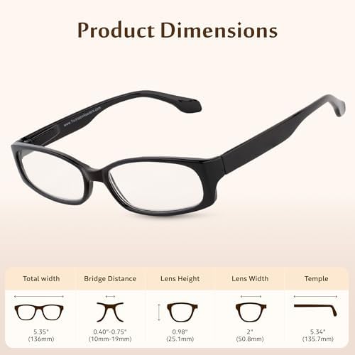 TruVision Readers Reading Glasses - Resin Frames w Acrylic Lenses, Dura Flex Hinges for Men and Women