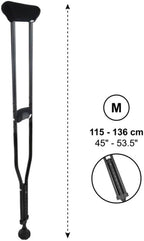 KMINA Underarm Crutches for Adults with Padded Handle (x2 Units, Size M), Height Adjustable, Women and Men, Aluminium, Made in Europe