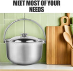 BESTonZON Stainless Steel Stock Pot with Lid Multipurpose Heat Resistant Cooking Pot for Soup Stewing and Boiling Kitchen Utensil for Home Cooking and Kitchenware