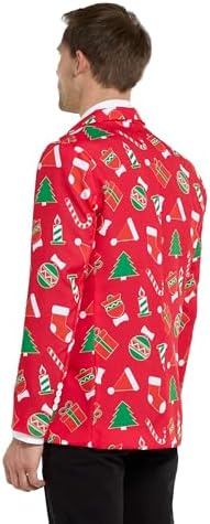 Offstream Men's Christmas Blazer - Ugly X-Mas Holiday Print Outfit - Only Suit Jacket