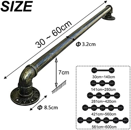 MObyat 30-600Cm Handrail Stairs Bronze Stairs Banister Handrail Indoors Outdoors Grab Bar Railing Complete Kit, Wall Mounted Handrails Railings/3.3Ft/1M