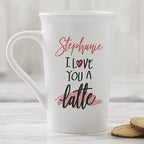 Personalization Universe I Love You a Latte 116oz Ceramic Coffee Mug - Valentine's Day Gifts for Him or Her - Customizable with Name - Romantic Gift - Dishwasher & Microwave Safe - White