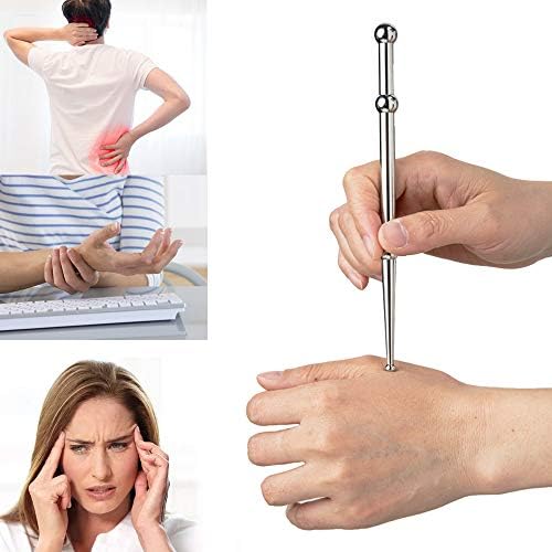 FeelFree Sport Stainless Steel Manual Acupressure Pen-Trigger Point Massage Tool-Reflexology Pressure Point Massager Tool for Relaxing Deep Tissue (A)