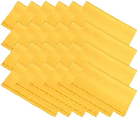 PATIKIL Eyeglass Microfiber Cleaning Cloth 7"x6", 24 Pack Glasses Cleaning Cloth Soft Suede Wipe Screen Cloth for Camera Lens Eyeglasses Screens in Individual Vinyl Pouch, Yellow