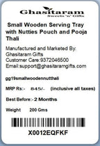 Ghasitaram Gifts Rakhi Gifts for Brothers Rakhi Chocolate Small Wooden Serving Tray with Nutties Pouch and Pooja Thali with Pearl Rakhi