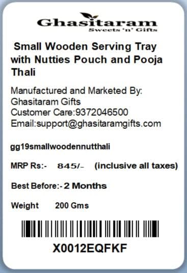 Ghasitaram Gifts Rakhi Gifts for Brothers Rakhi Chocolate Small Wooden Serving Tray with Nutties Pouch and Pooja Thali with Pearl Rakhi
