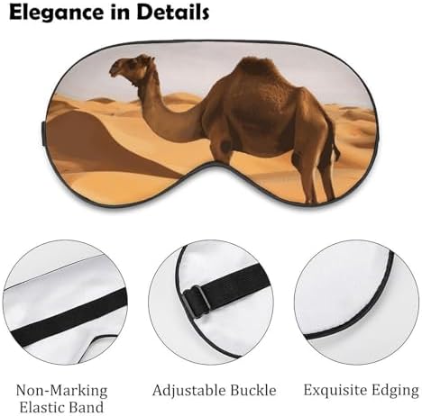 Desert Sand Camel Travel Eye Mask Blackout Eye Mask for Sleeping Airplane Eyemask with Adjustable Strap Sleep Masks for Women Men Soft Night Blindfold Eyemask