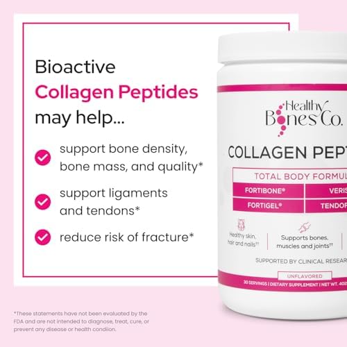 FORTIBONE® Premium Bone Health Collagen Peptides w/FORTIGEL®, VERISOL® & TENDOFORTE®, Clinically-Supported for Bones, Joints Skin Hair Nails, Hydrolyzed Collagen, Anti-Aging Formula (30 Servings)