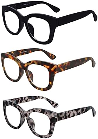 AMOMOMA Retro Oversized Reading Glasses for Women Blue Light Blocking Computer Readers Spring hinge AM6003