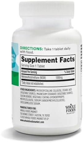 365 by Whole Foods Market, MSM 1000Mg, 90 Tablets