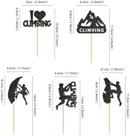 Ercadio 30 Pack Climbing Cupcake Toppers Black Glitter Climbing Cupcake Picks Gym Theme Baby Shower Birthday Party Cake Decorations Supplies