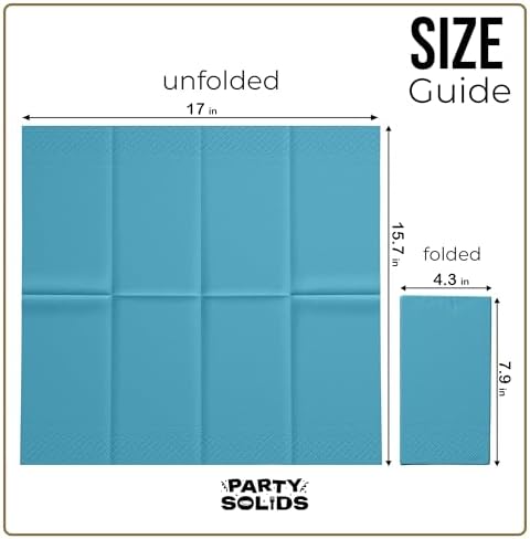 Turquoise Dinner Napkins Disposable 8" x 4" Folded - 40 Pcs 2 Ply Turquoise Napkins Disposable Paper Guest Towels for Bathrooms, Dinners, Everyday Parties & Party Supplies