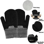 INOGIH Kids Double Layer Warm Knit Mittens Girls Boys Winter Outdoor Gloves for 3-7 Years