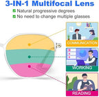 VISOONE Lightweight Progressive Multifocal Anti-Fog Reading Glasses TR90 with Blue Light Blocking Stylish Women Men RANE