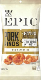 EPIC BBQ Seasoning Pork Rinds, Gluten Free, Keto and Paleo Friendly, Protein Snacks, 2.5 oz