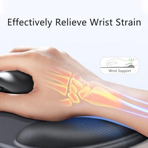 Ergonomic Mouse Pad with Wrist Rest, Gel Wrist Support Mousepad, Pain Relief Laptop Computer Mouse Pad, Non-Slip Mouse Pads for Office & Home (Black, 9.5 x 8.3 in)
