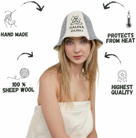 Sauna Hat, 100% Organic Wool Felt Sauna Cap, Banya Hat Sauna Hair Protector, Sauna Accessories Embroidered Hat, Russian Sauna Hat, Sauna Accessory, Sauna Gifts for Men and Women