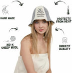 Sauna Hat, 100% Organic Wool Felt Sauna Cap, Banya Hat Sauna Hair Protector, Sauna Accessories Embroidered Hat, Russian Sauna Hat, Sauna Accessory, Sauna Gifts for Men and Women