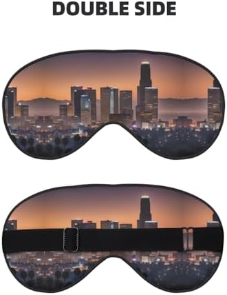 SSIMOO Los Angeles Skyline Print Ultra-Soft Light-Blocking Eye Mask,for Optimal Comfort and Restful Sleep, Black