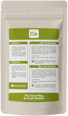Coolinario Carboxymethyl Cellulose - CMC Powder - Tylose Powder (1 LB) Food Grade Thickener & Stabilizer for Baking, Beverages & Ice Cream | Improves Texture & Viscosity | CMC Para Helados