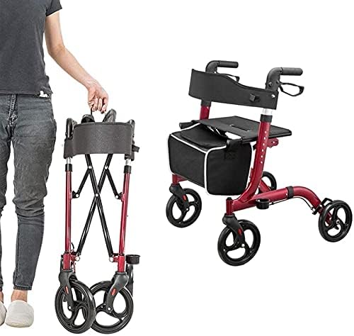 Rollator Walker for Seniors,Adult Walker Aluminum Fold Up,Elderly with Wheels and Seat Adjustable Handle,(
