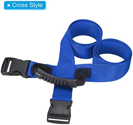 PATIKIL Carrying Strap with Handle, Cross Style Adjustable Nylon Belt for Moving Lifting Boxes Grocery Luggage, Blue