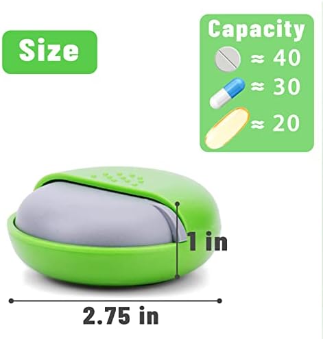 INVODA Travel Pill Organizer Cute Round Pill Box for Purse Compact Medicine Container for Pills, Fish Oil, Vitamins & Supplements