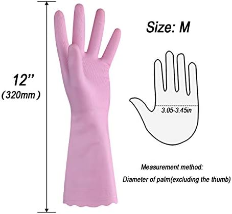 HSL Household Cleaning Gloves - 2 Pairs Reusable Kitchen Dishwashing Gloves with Latex Free, Cotton lining, Waterproof, Non-Slip, Ideal for Dishes, Household Chores, and Gardening (Medium)