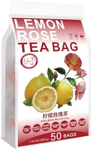 Plant Gift Lemon Rose Tea Bags 7.05oz (4g*50bags), Dandelion, Chrysanthemum, Chinese Pure Nature, Health Care Mixed Tea, Combination of Floral Tea 200g 柠檬玫瑰茶