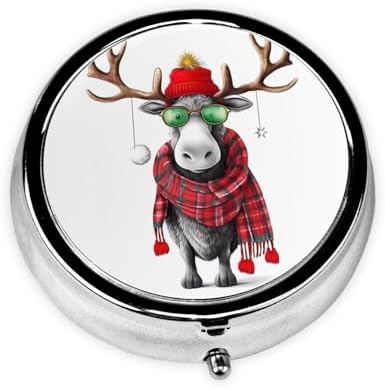Funny Christmas Moose Mini Portable Medicine Box 3 Packing Travel Portable Medicine Box