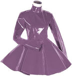 Long Sleeve Women Dress Turtleneck Dress for Women PVC Leather Elegant Party Dress Dress Plus Size Bridesmaid Dress,Dark Purple,L