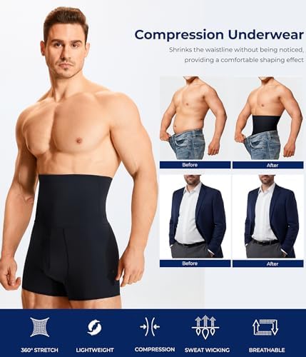 TAILONG Men Tummy Control Shorts High Waist Slimming Underwear Body Shaper Seamless Belly Girdle Boxer Briefs