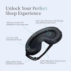 Nox Sleep 3D Sleep Mask for Men, 100% Blackout Eye Mask for Sleep, Ice Silk Adjustable Sleeping Mask for Side Sleepers, Soft Breathable Blindfold, Perfect Sleep Mask for Travel & Women (Black)