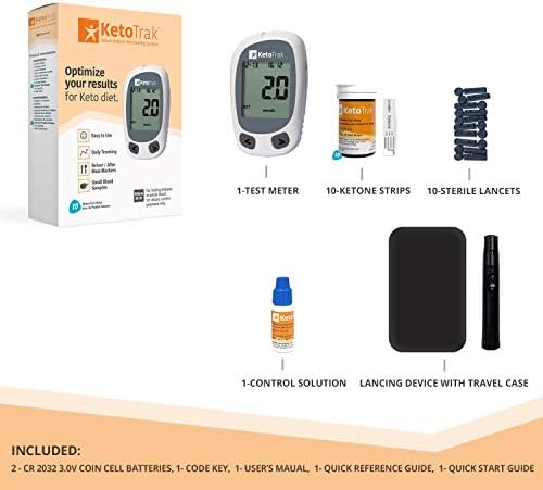 KetoTrak Blood Ketone Testing Kit, 1 Meter, 10 Ketone Strips, 1 Lancing Device, 10 Lancets, Optimize Your Result for Keto Diet by KetoTrak