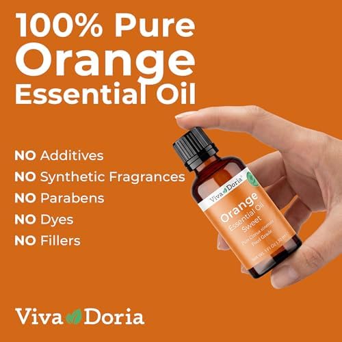 Viva Doria 100% Pure Sweet Orange Essential Oil, Undiluted, Food Grade, USA Orange Oil, 30 mL (1 Fl Oz)