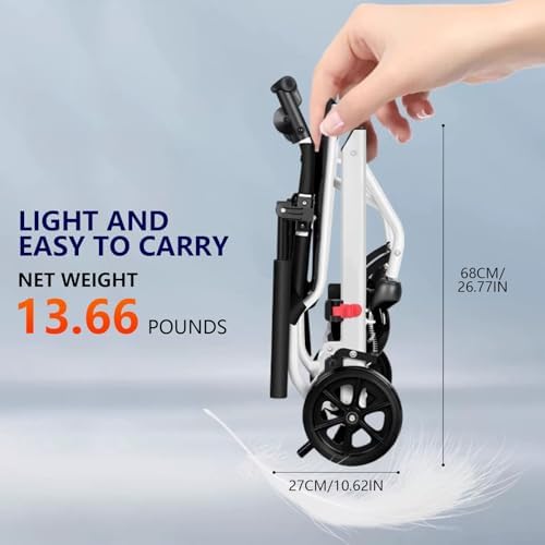 Ultra-Lightweight 13.66lbs Foldable Transport Wheelchair for Seniors Portable Aluminum Travel Wheelchair Support 180lbs Easy Travel Light Weight,Folding Collapsible,Fast Arrival A