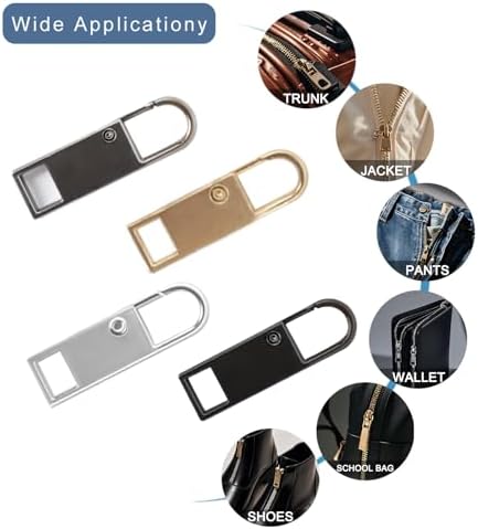 BagHeiyy 8 Pcs Zipper Pull Replacement – Easy to Install Spring-Loaded Metal Zipper Pulls, No Tools Required – Hook-Style for Jackets, Backpacks, Suitcases, and More