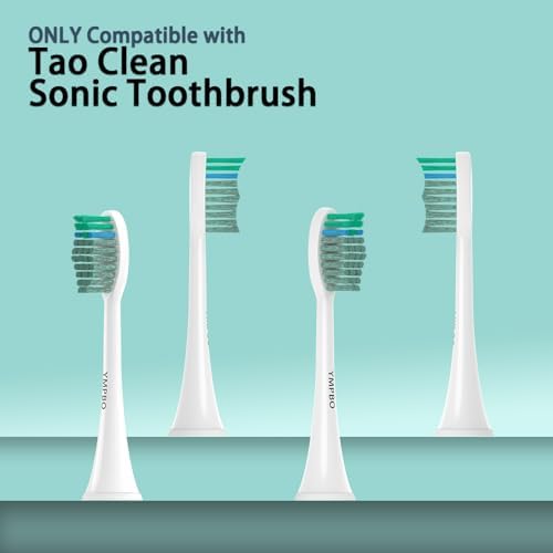 YMPBO 10 Pack Toothbrush Replacement Heads Compatible with TAO Clean Sonic Toothbrush Adults, Tooth Brush Head Toothbrush Heads Refill, Medium Bristles, Whitening