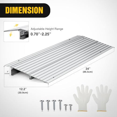Nilight Door Threshold Ramp, 2" Rise Portable Aluminum Wheelchair Door Entry Ramps for Doorways Stairs Home Steps
