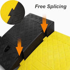 2 Pack Portable Plastic Curb Ramp, 4.3"/5.1" High Lightweight Non-Slip Driveway Ramp, Threshold Ramps Set for Loading Dock Sidewalk Car Motorcycle Bike Scooter(Yellow,11cm/4.3inch)