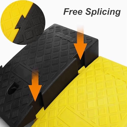 2 Pack Portable Plastic Curb Ramp, 4.3"/5.1" High Lightweight Non-Slip Driveway Ramp, Threshold Ramps Set for Loading Dock Sidewalk Car Motorcycle Bike Scooter(Black,13cm/5.1inch)