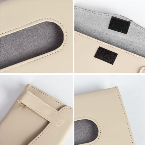Tyenaza Car Tissue Holder, PU Leather Space Saving Odorless Easy to Clean Sun Visor Napkin Dispenser(Khaki)