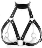 Women's Body Chest Harness Belt Adjustable PU Leather Gothic Punk Collar Choker Neck Waist Halter Chest Harness BDSM Cosplay Bondage Strap Costume Rave Nightclub Party Masquerade Clubwear for Ladies