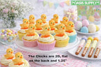 Edible Easter Chick Cupcake Toppers – 12 Count – 1.25” Molded Sugar Decorations for Cakes, Cookies & Spring Desserts
