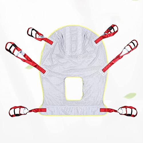 Toileting Hoist Sling, Full Body Patient Lift Sling, Universal Mesh Bath Patient Lifting Hoist Sling with Head Support, for Disabled, 507 Lb